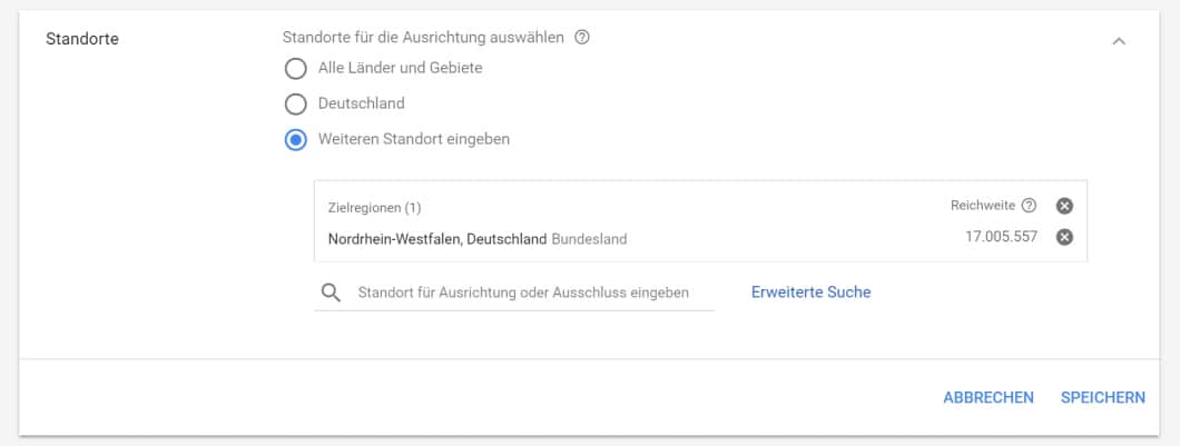 AdWords Optimierung Standorte