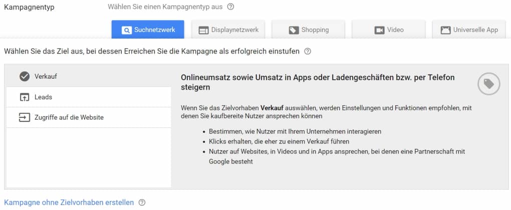 Adwords Optimierung Suchnetzwerk Kampagne Verkauf