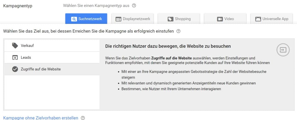 Adwords Optimierung Suchnetzwerk Kampagne Verkauf