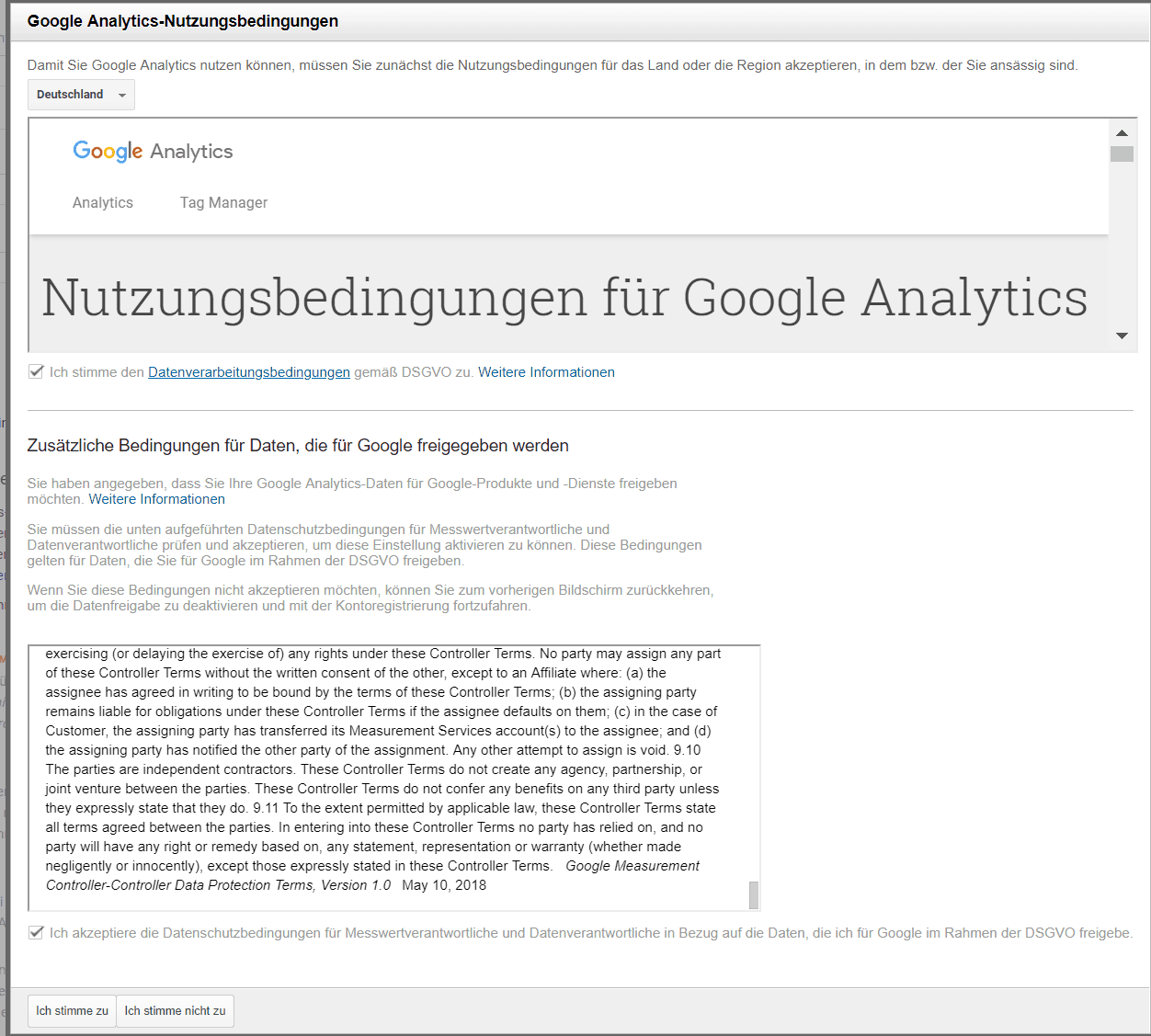 Google Analytics Nutzungsbedingungen