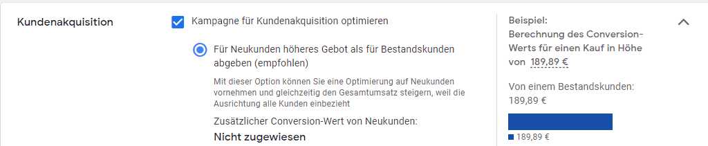 Einstellung Neukundenakquisition