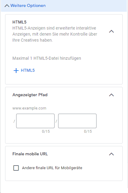 Weitere Optionen Weitere Optionen